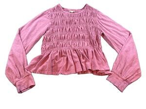 Anthropologie Pilcro Women’s Size Medium Smocked Peplum Long Sleeve Top Blouse